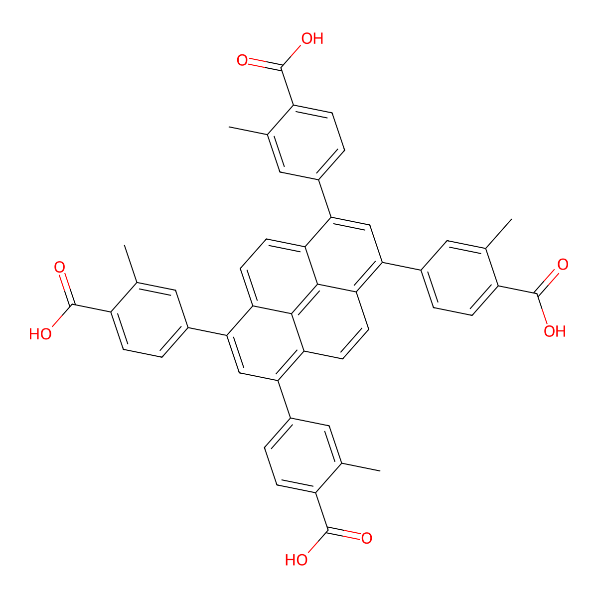 4,4',4'',4'''-(Pyrene-1,3,6,8-tetrayl)tetrakis(2-methylbenzoic acid) molecular structure, CAS 2682204-05-1