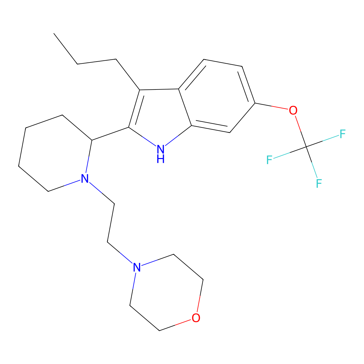 2-(1-(2-(morpholin-4-yl)ethyl)piperidin-2-yl)-3-propyl-6-(trifluoromethoxy)-1H-indole molecular structure, CAS 2682205-20-3