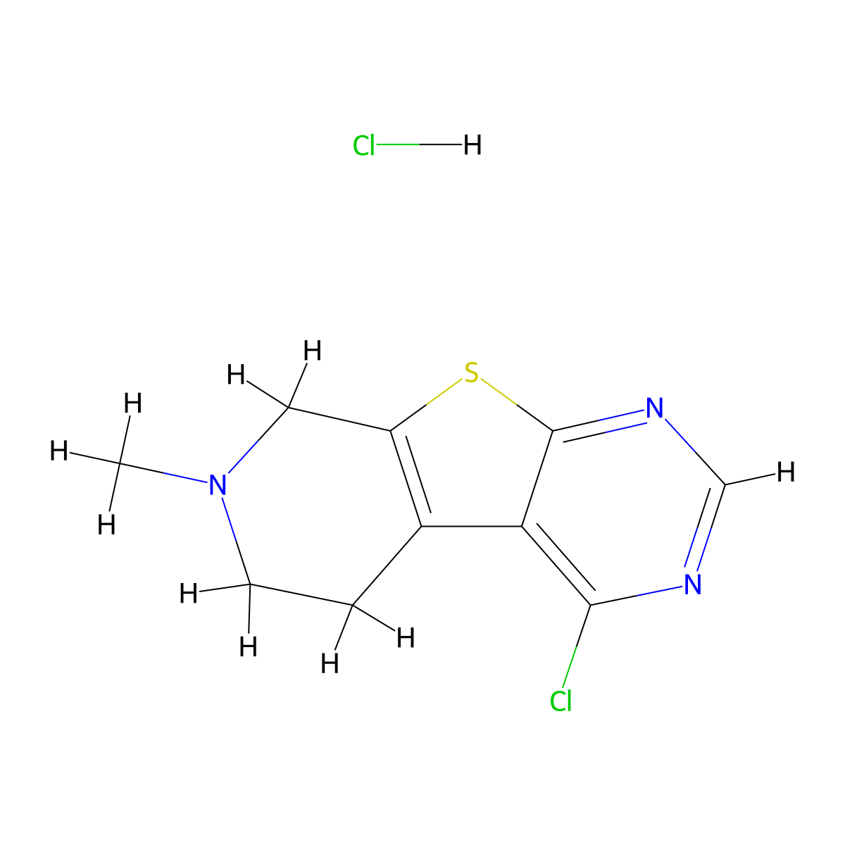4-Chloro-7-methyl-5,6,7,8-tetrahydropyrido[4',3':4,5]thieno[2,3-d]pyrimidine hydrochloride molecular structure, CAS 26830-30-8