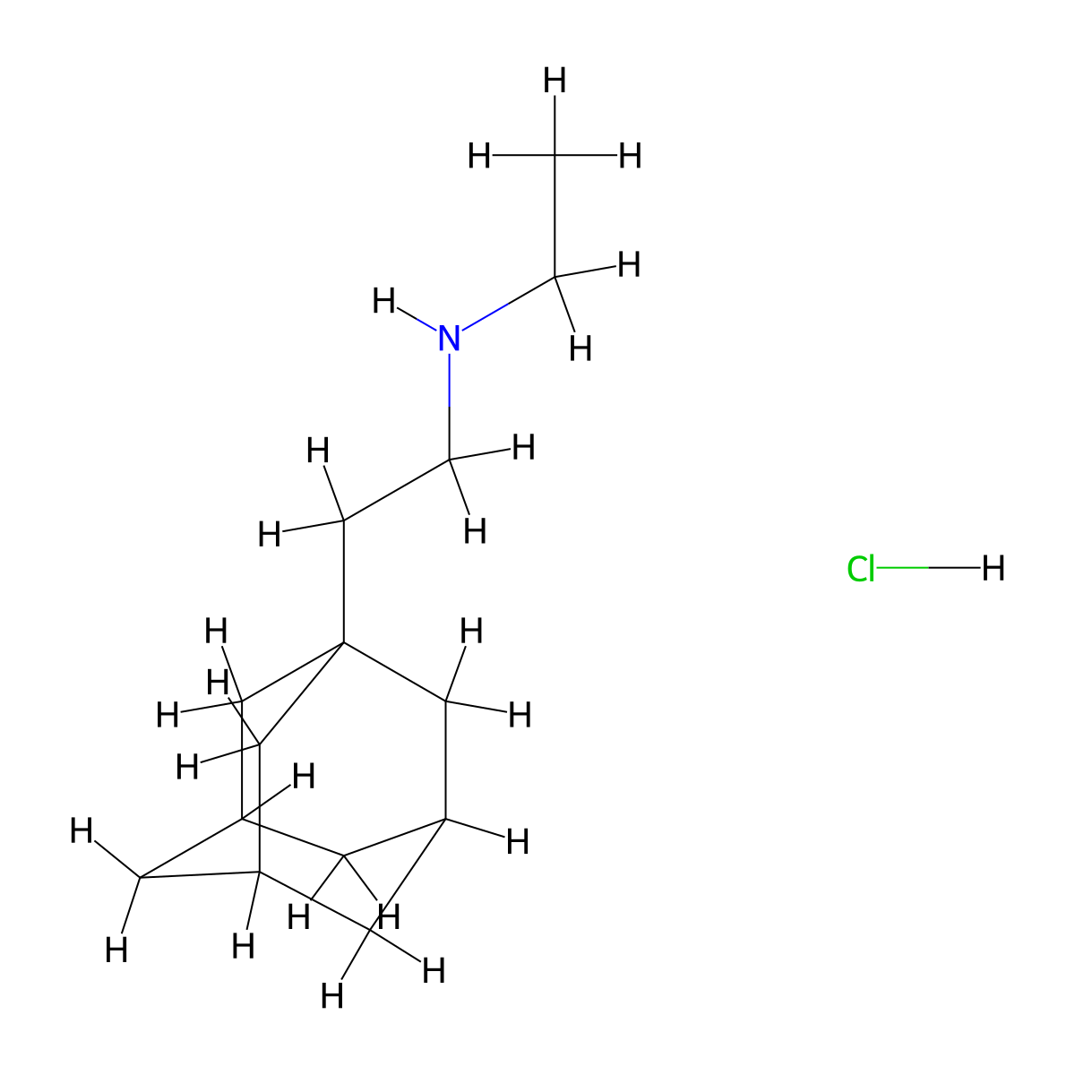 Adamantane, 1-(2-ethylaminoethyl)-, hydrochloride, hydrate molecular structure, CAS 26831-44-7