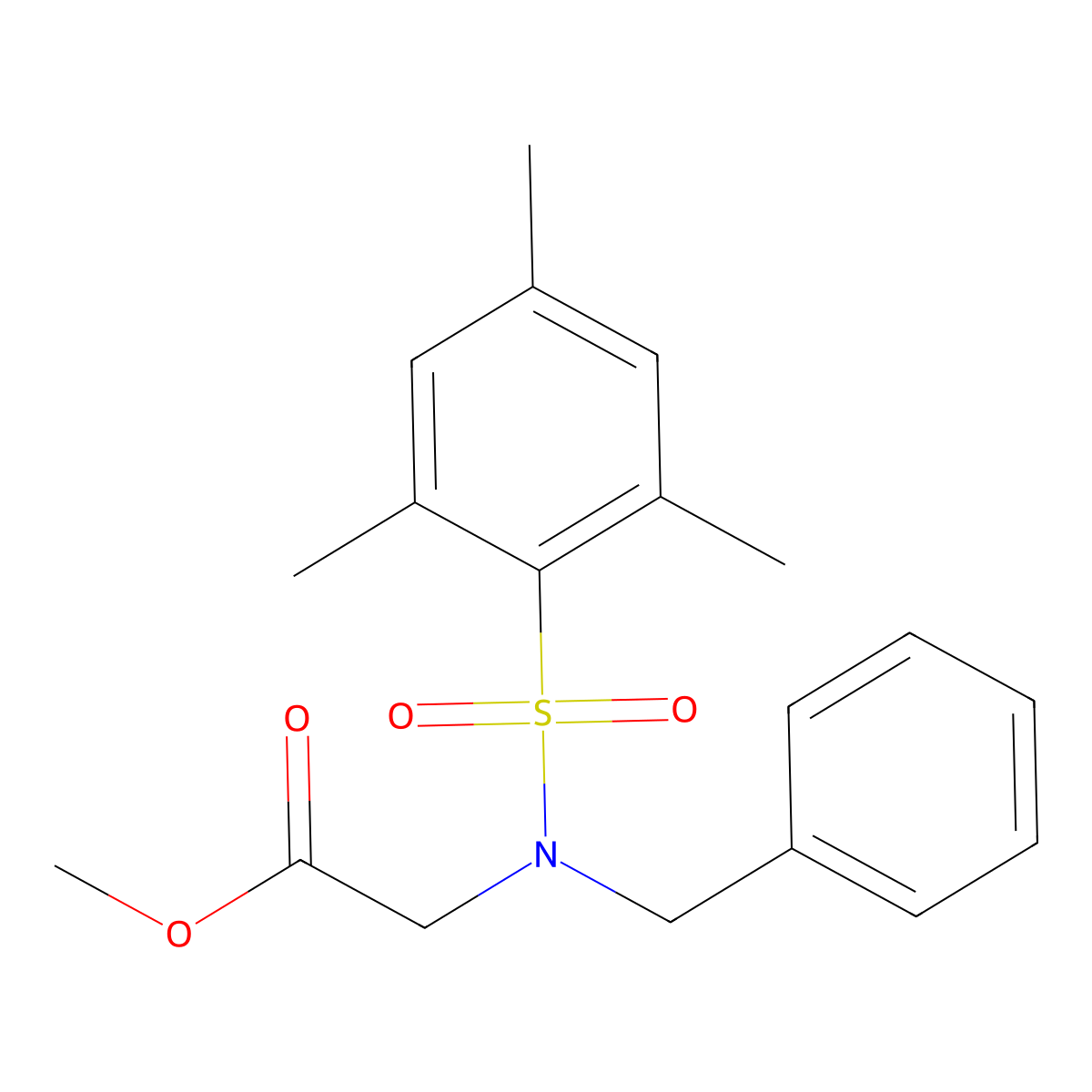 Methyl 2-(N-benzyl-2,4,6-trimethylphenylsulfonamido)acetate molecular structure, CAS 2683379-16-8