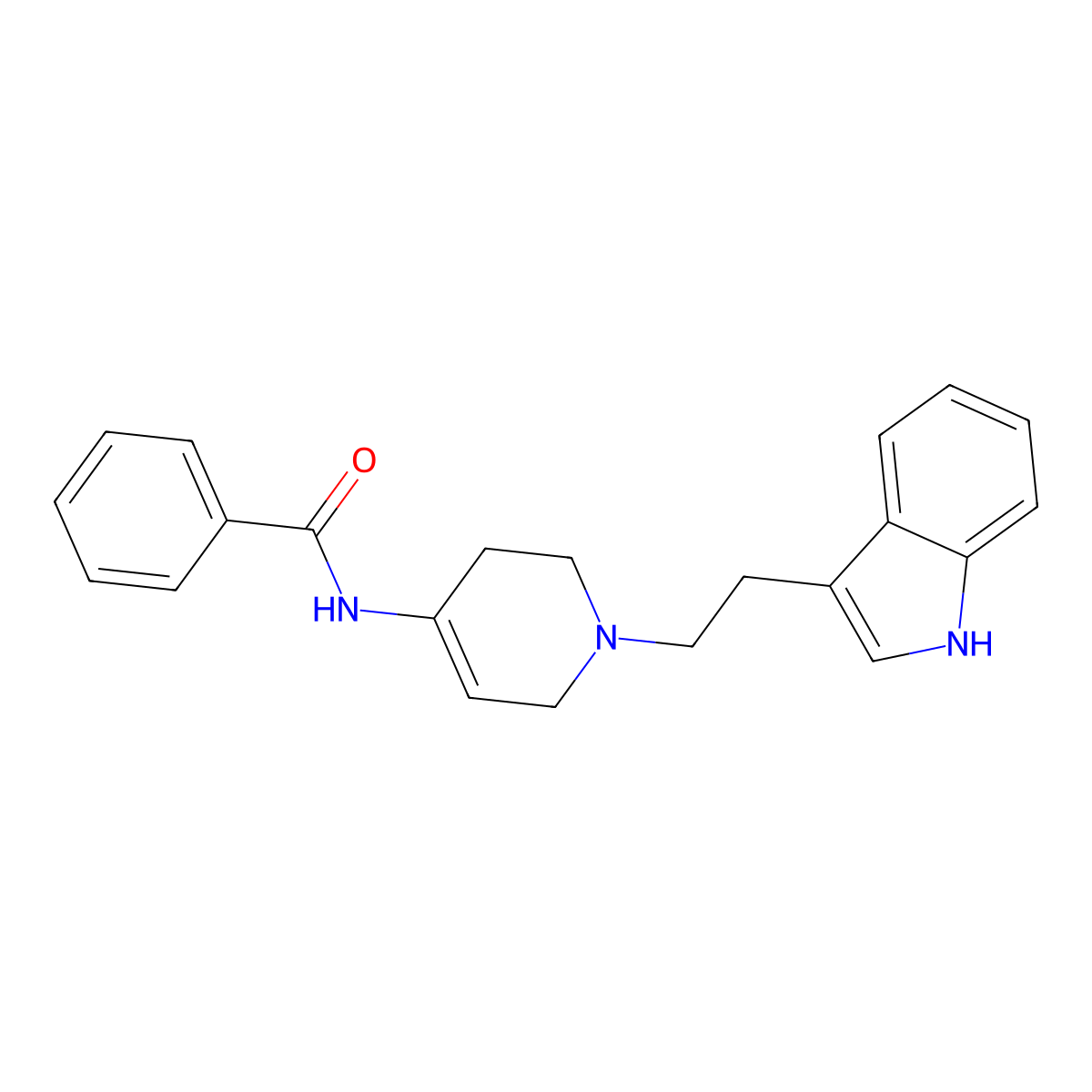 Benzamide, N-(1,2,3,6-tetrahydro-1-(2-indol-3-ylethyl)-3-pyridyl)- molecular structure, CAS 26844-06-4