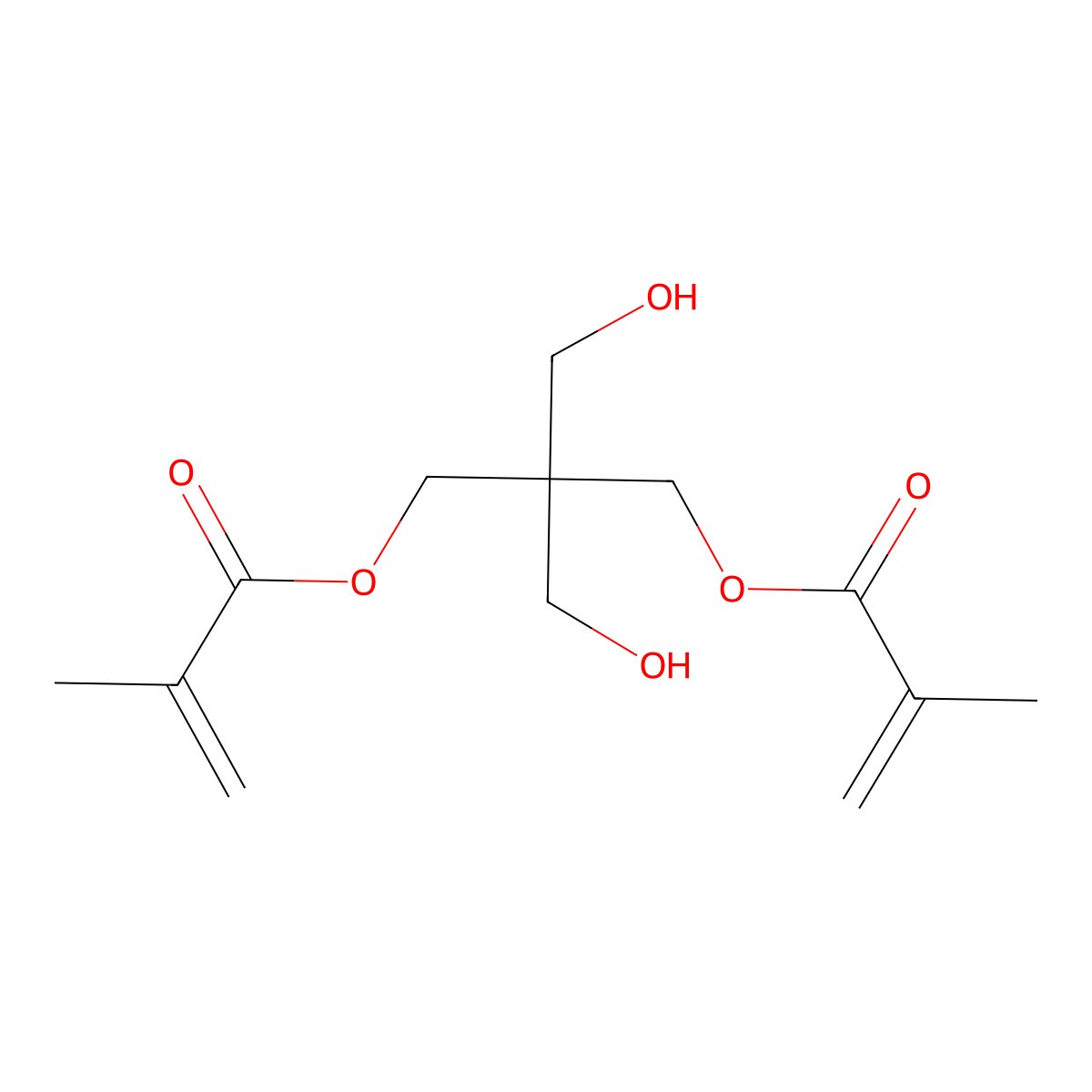 2-Propenoic acid, 2-methyl-, 1,1'-(2,2-bis(hydroxymethyl)-1,3-propanediyl) ester molecular structure, CAS 26846-58-2