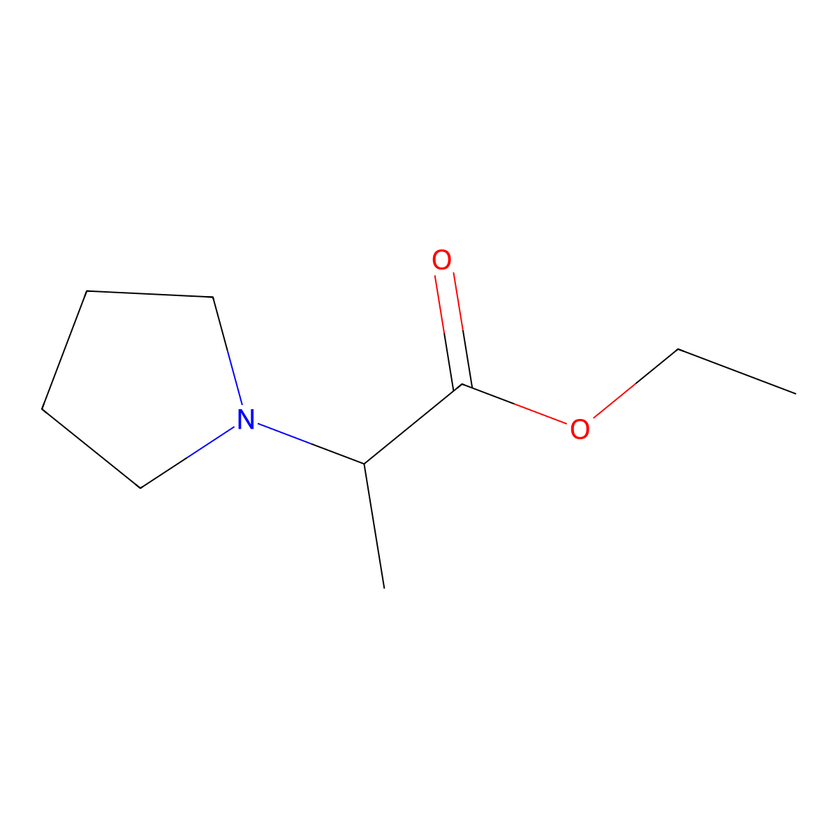 Ethyl 2-pyrrolidin-1-ylpropanoate molecular structure, CAS 26846-86-6