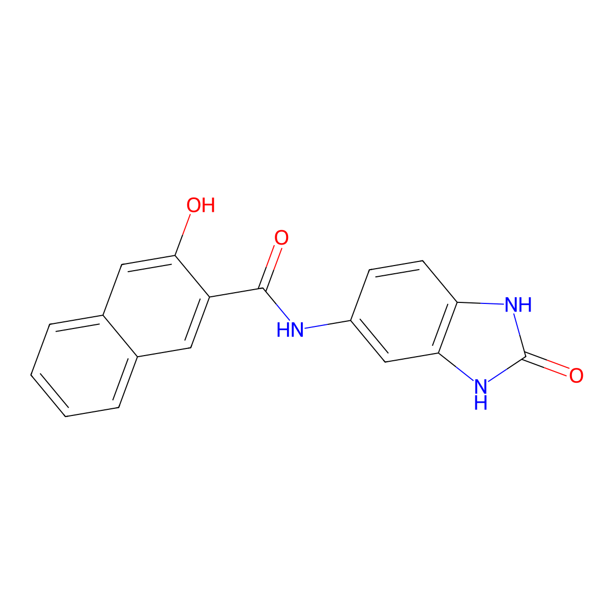 2-Naphthalenecarboxamide, N-(2,3-dihydro-2-oxo-1H-benzimidazol-5-yl)-3-hydroxy- molecular structure, CAS 26848-40-8