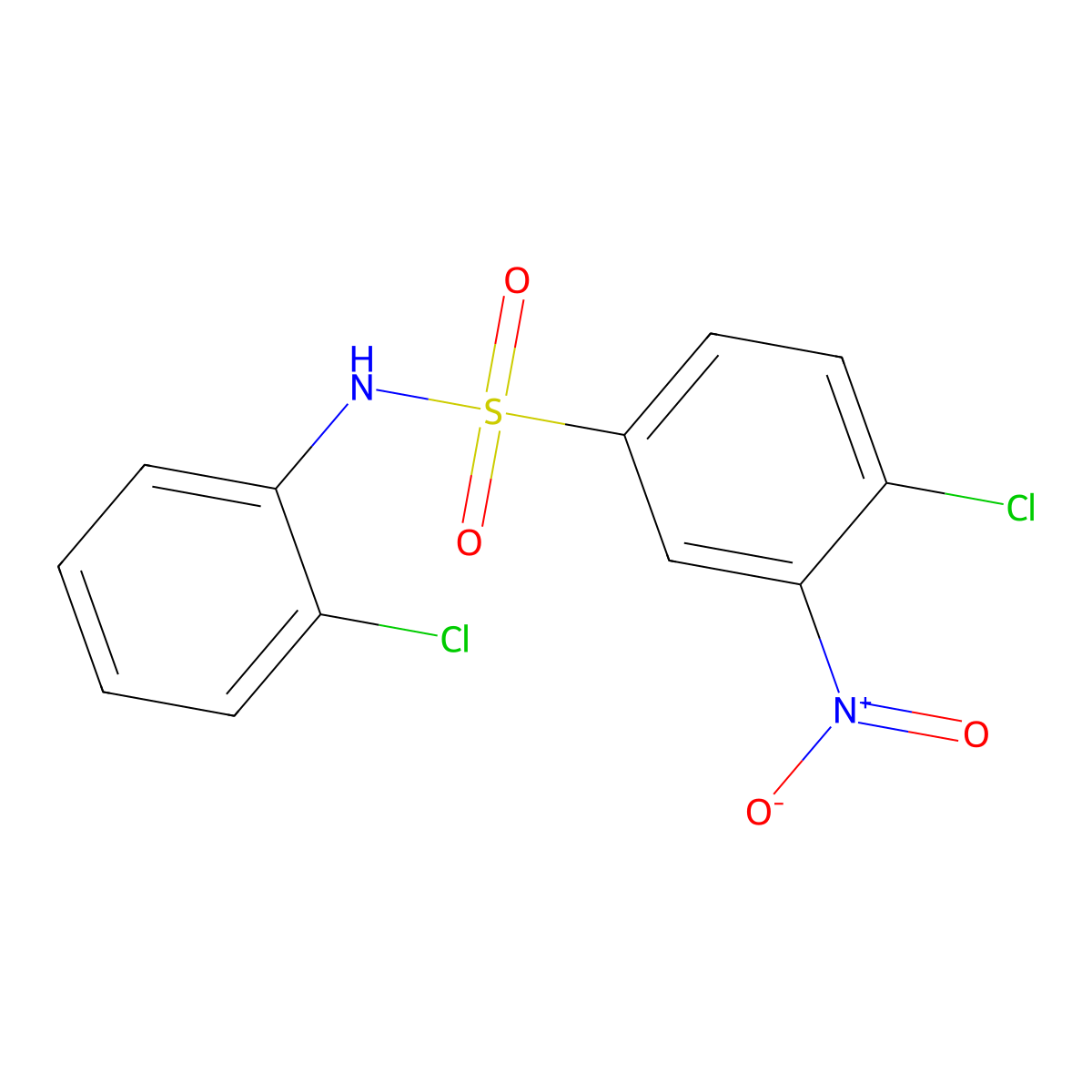 4-chloro-N-(2-chlorophenyl)-3-nitrobenzene-1-sulfonamide molecular structure, CAS 26848-43-1