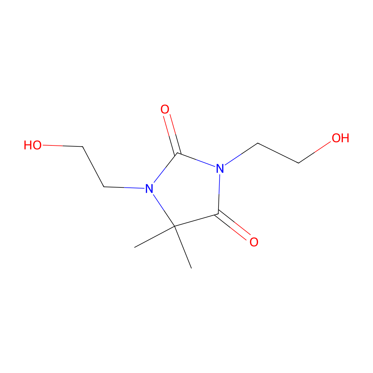 1,3-Bis(2-hydroxyethyl)-5,5-dimethyl-2,4-imidazolidinedione molecular structure, CAS 26850-24-8