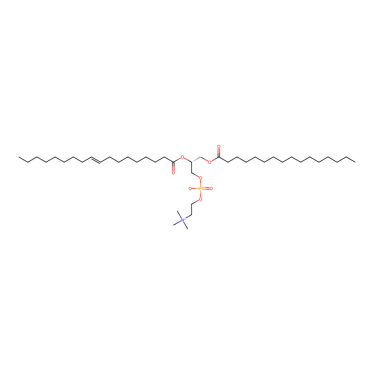 PC(16:0/18:1(9E)) molecular structure, CAS 26853-31-6