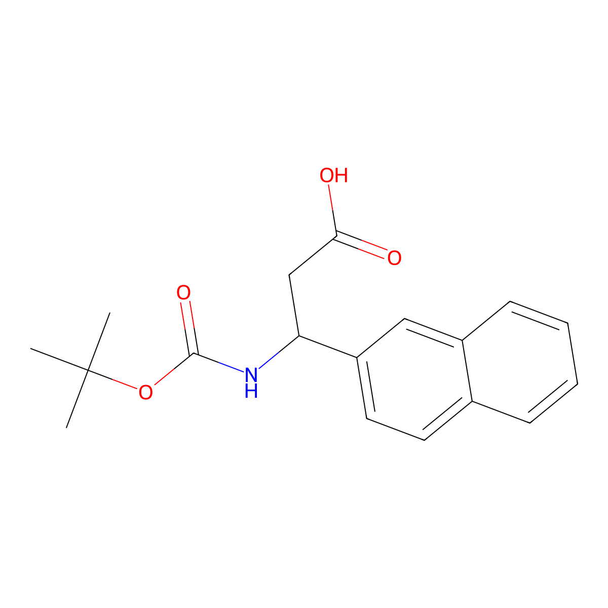 Boc-(R,S)-3-amino-3-(2-naphthyl)propionic acid molecular structure, CAS 268542-15-0
