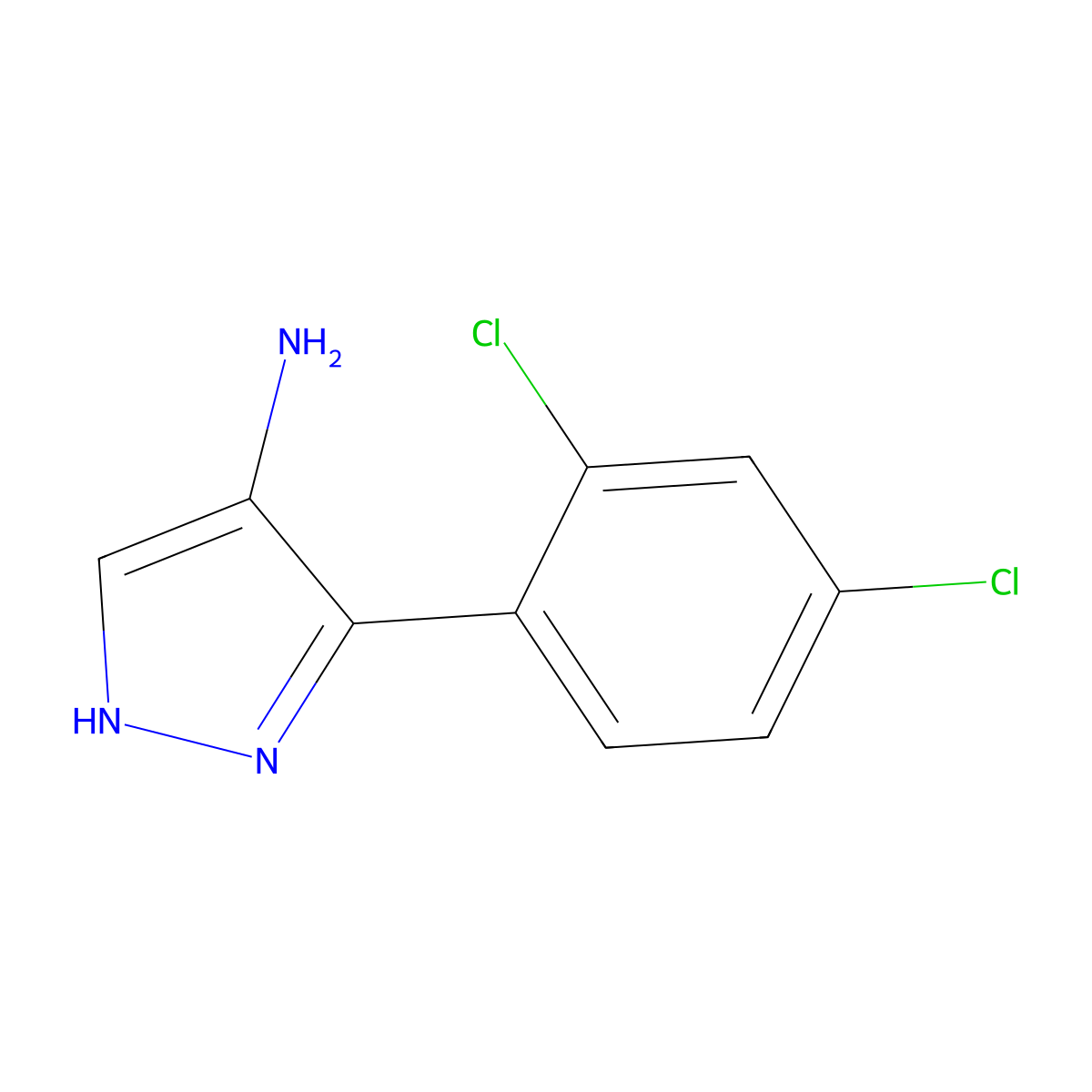 3-(2,4-Dichlorophenyl)-1H-pyrazol-4-amine molecular structure, CAS 268547-51-9