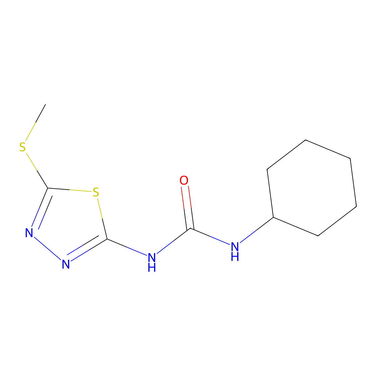 1-Cyclohexyl-3-(5-(methylthio)-1,3,4-thiadiazol-2-yl)urea molecular structure, CAS 26861-48-3