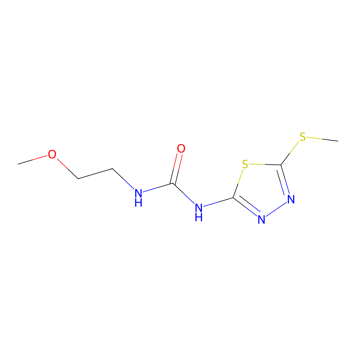 1-(2-Methoxyethyl)-3-(5-(methylthio)-1,3,4-thiadiazol-2-yl)urea molecular structure, CAS 26861-52-9