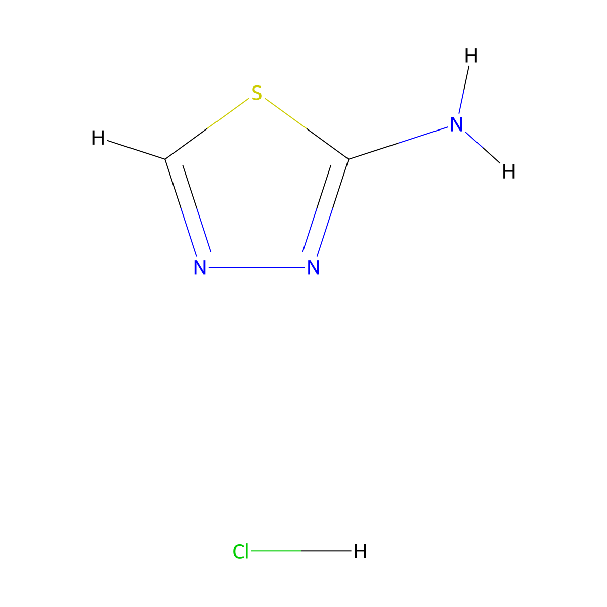1,3,4-Thiadiazol-2-amine, hydrochloride (1:1) molecular structure, CAS 26861-87-0