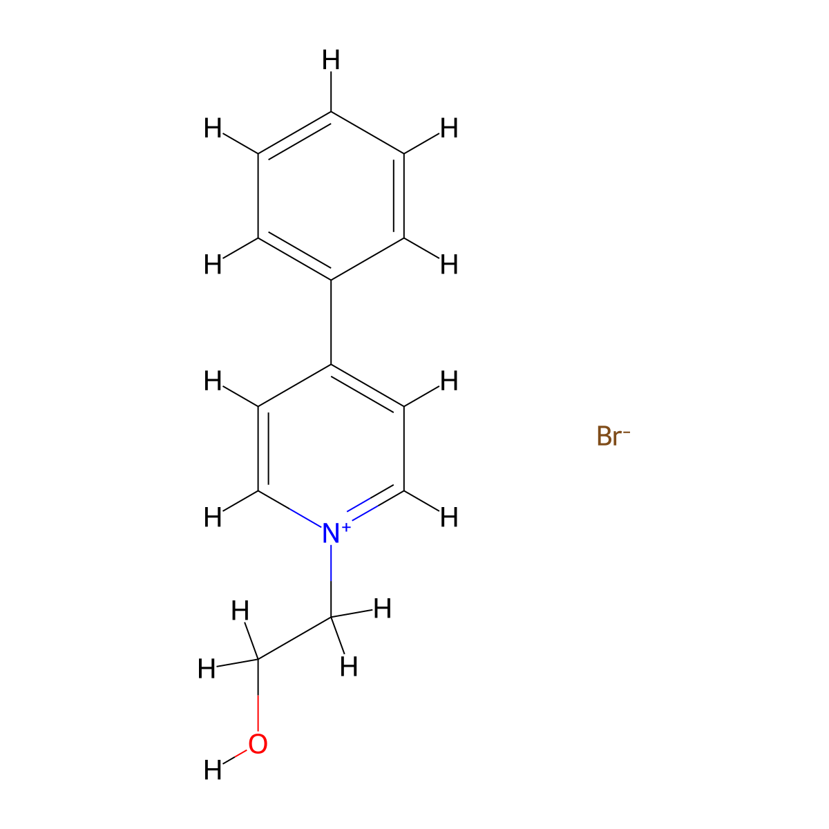 1-(2-Hydroxyethyl)-4-phenylpyridin-1-ium bromide molecular structure, CAS 26863-24-1