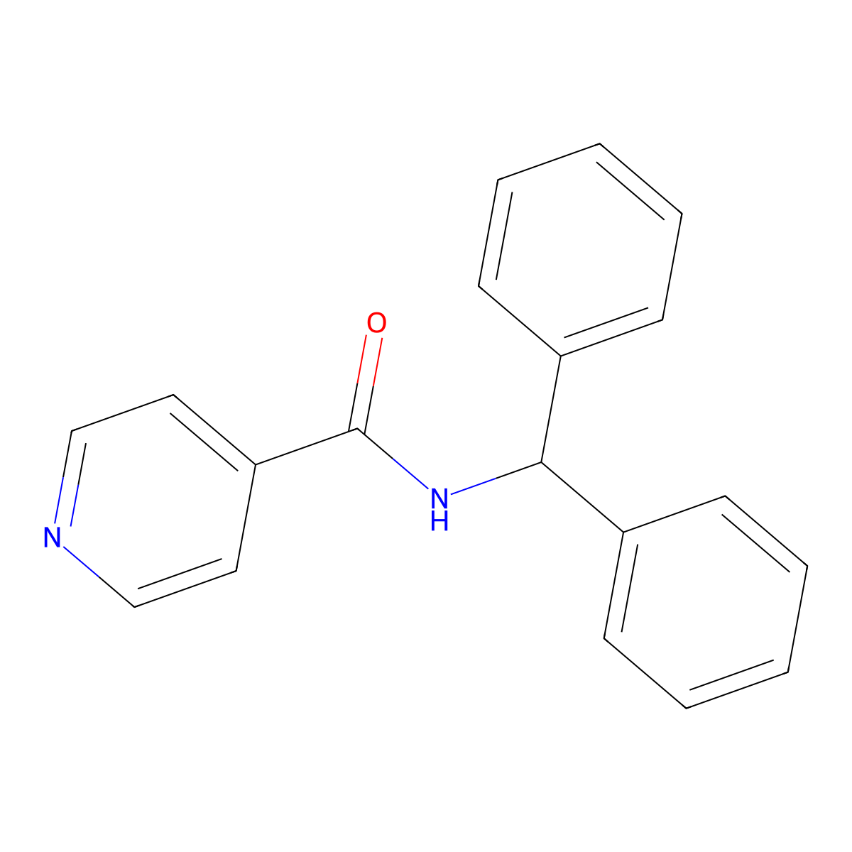 4-Pyridinecarboxamide, N-(diphenylmethyl)- molecular structure, CAS 26863-95-6