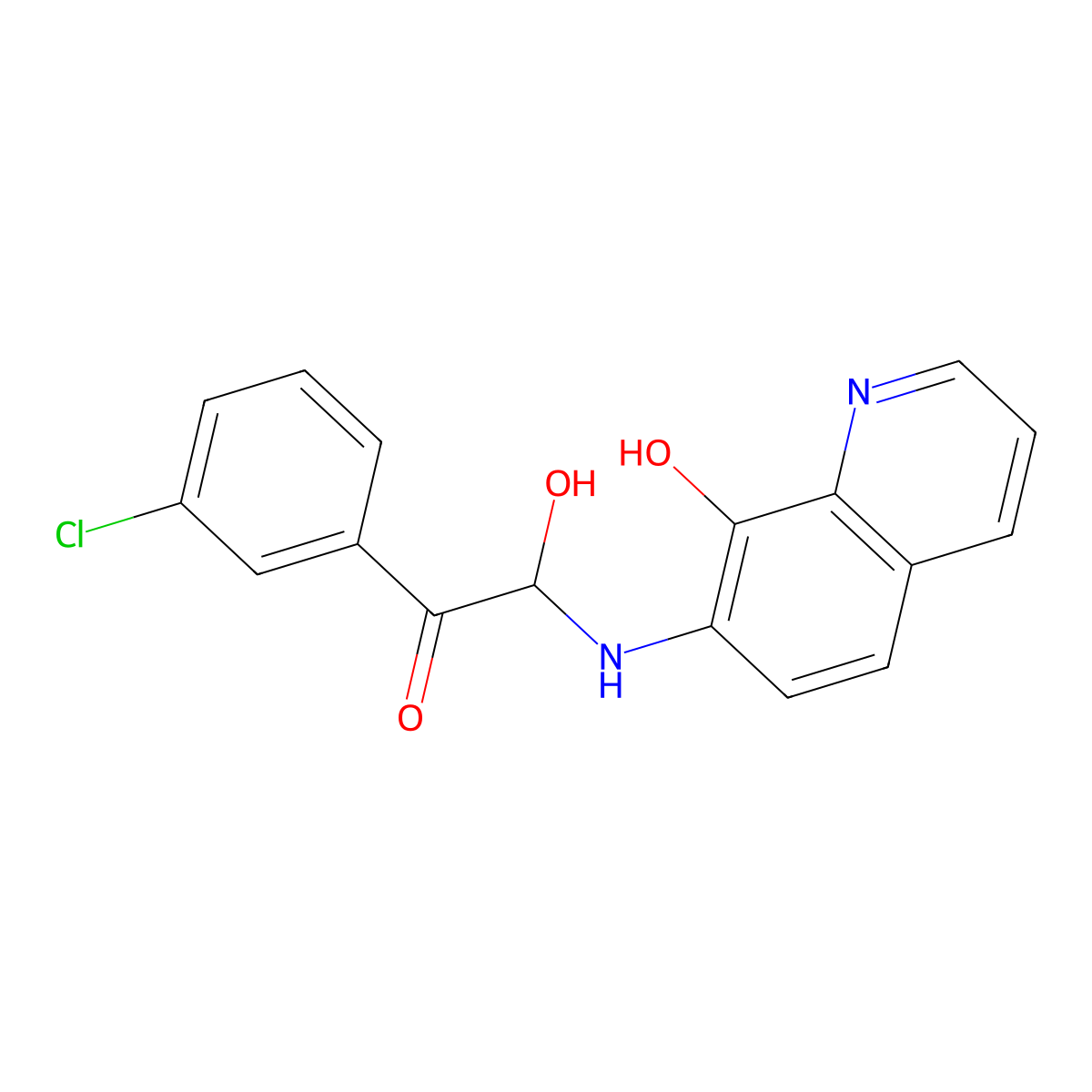 3'-Chloro-2-hydroxy-2-((8-hydroxy-7-quinolyl)amino)acetophenone molecular structure, CAS 26866-72-8