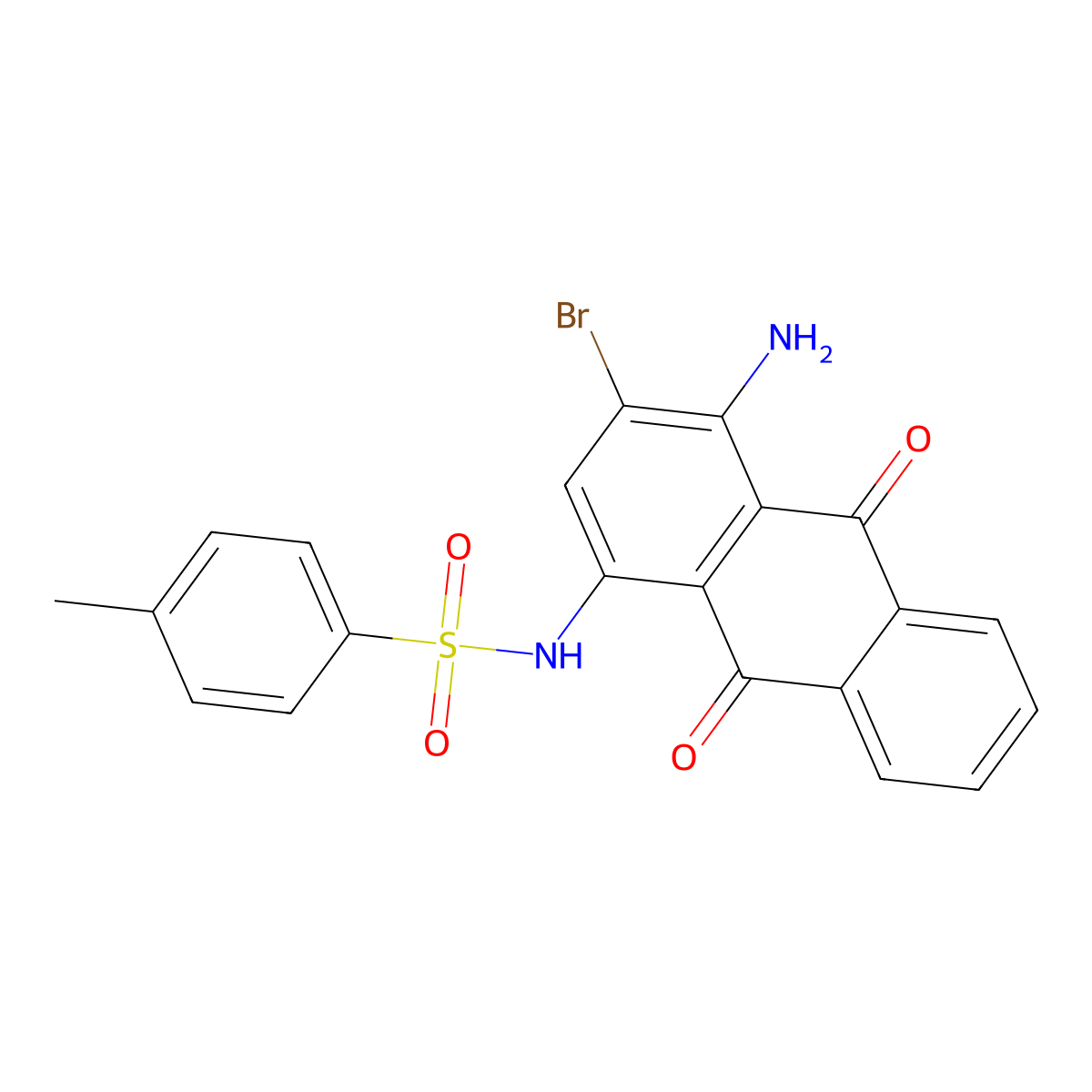 Benzenesulfonamide, N-(4-amino-3-bromo-9,10-dihydro-9,10-dioxo-1-anthracenyl)-4-methyl- molecular structure, CAS 26868-32-6