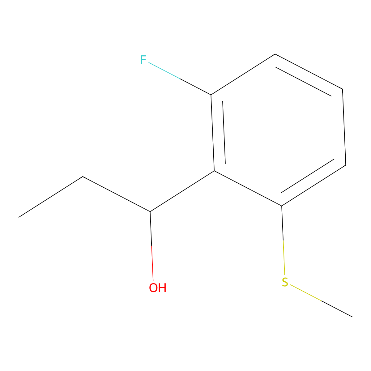 1-(2-Fluoro-6-(methylthio)phenyl)propan-1-ol molecular structure, CAS 2686947-70-4