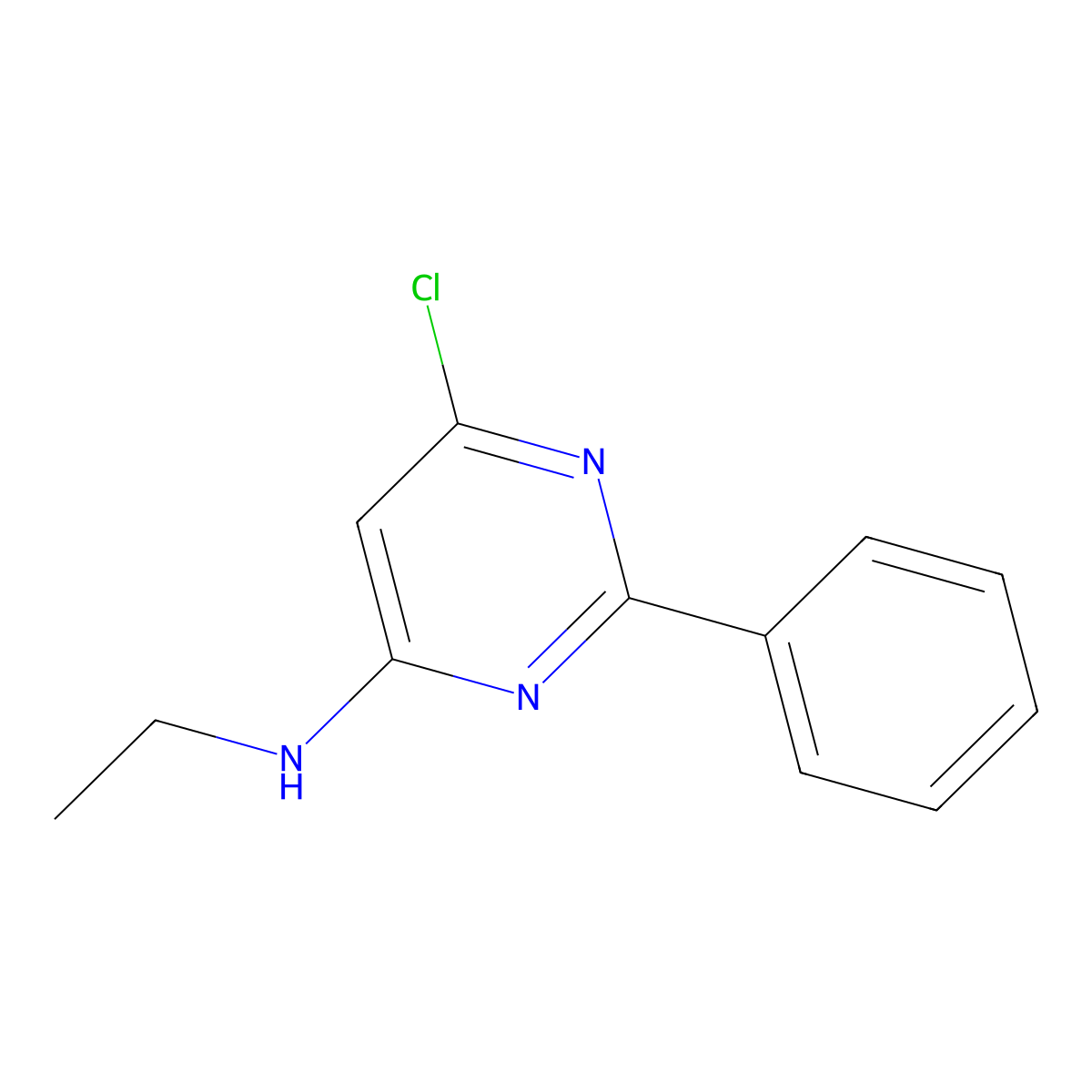 6-chloro-N-ethyl-2-phenylpyrimidin-4-amine molecular structure, CAS 26871-14-7