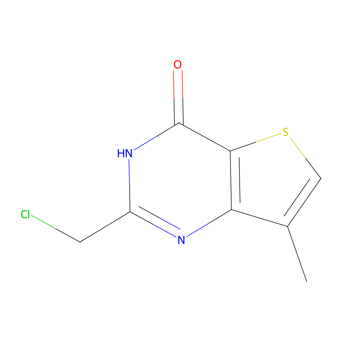 2-(chloromethyl)-7-methyl-3H,4H-thieno[3,2-d]pyrimidin-4-one molecular structure, CAS 2687203-23-0