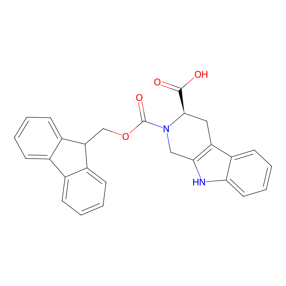 (3R)-2-(((9H-fluoren-9-yl)methoxy)carbonyl)-1H,2H,3H,4H,9H-pyrido(3,4-b)indole-3-carboxylic acid molecular structure, CAS 268731-07-3