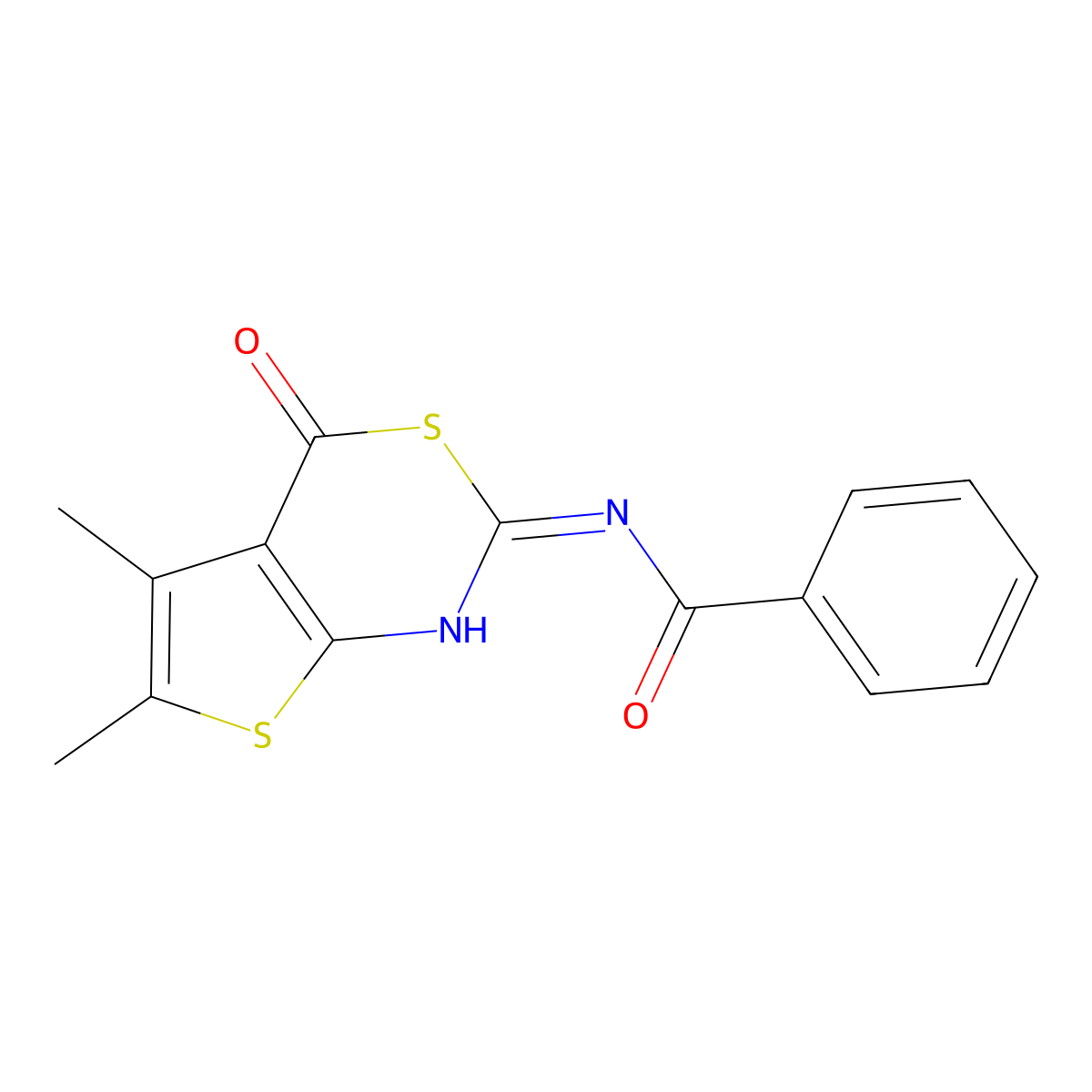 N-(5,6-dimethyl-4-oxo-4H-thieno[2,3-d][1,3]thiazin-2-yl)benzamide molecular structure, CAS 268733-46-6