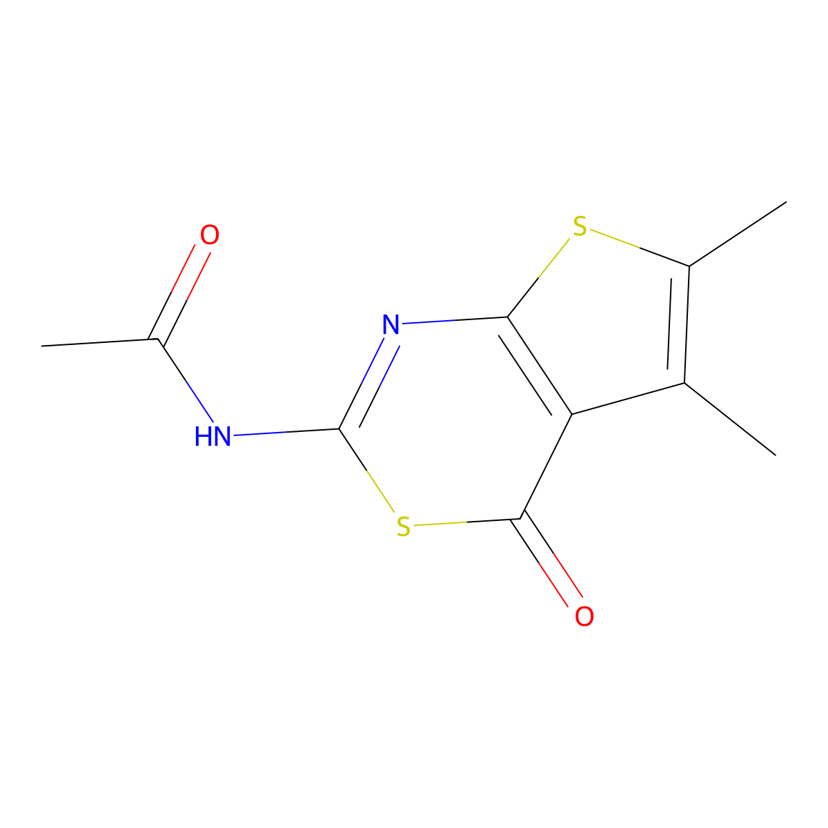 N-(5,6-dimethyl-4-oxo-4H-thieno[2,3-d][1,3]thiazin-2-yl)acetamide molecular structure, CAS 268733-49-9