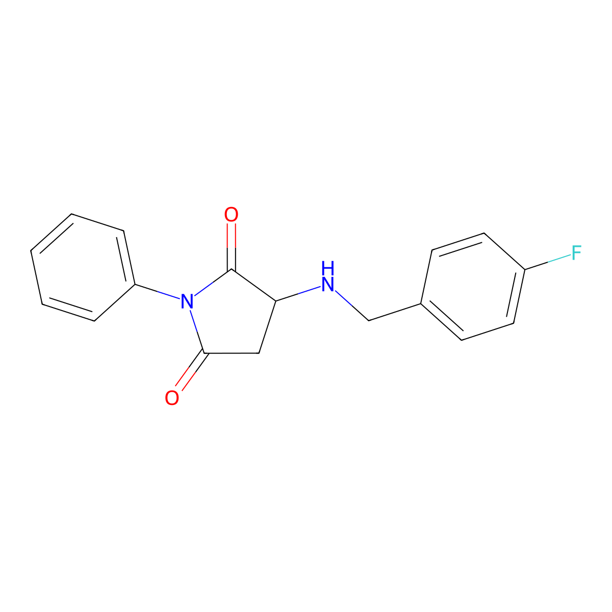 3-[(4-Fluorophenyl)methylamino]-1-phenylpyrrolidine-2,5-dione molecular structure, CAS 268739-01-1