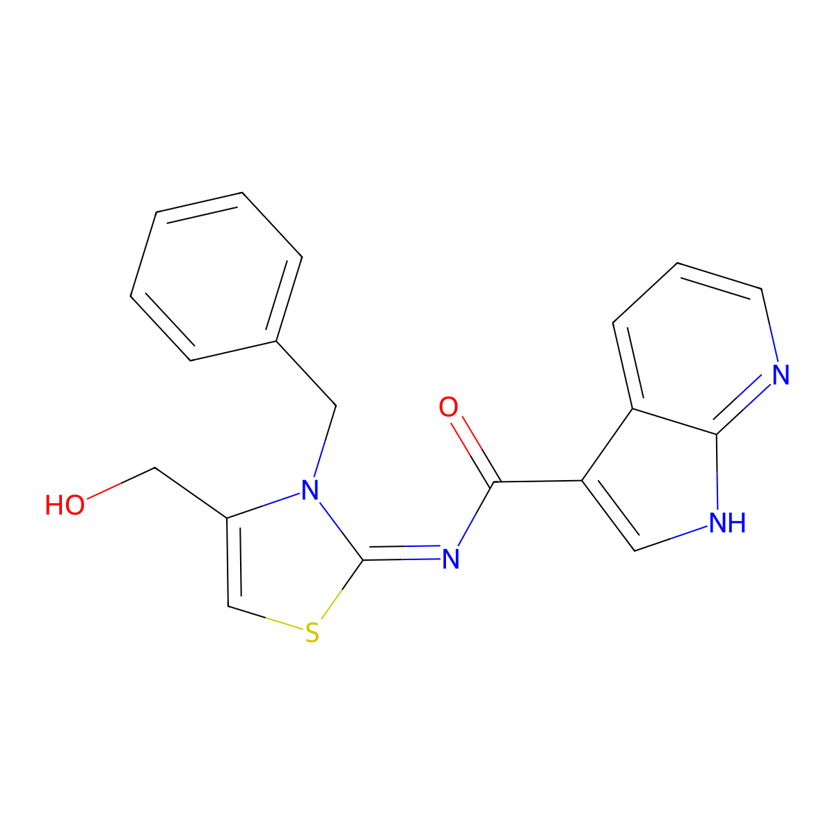 (Z)-N-(3-Benzyl-4-(hydroxymethyl)thiazol-2(3H)-ylidene)-1H-pyrrolo[2,3-b]pyridine-3-carboxamide molecular structure, CAS 2687970-96-1