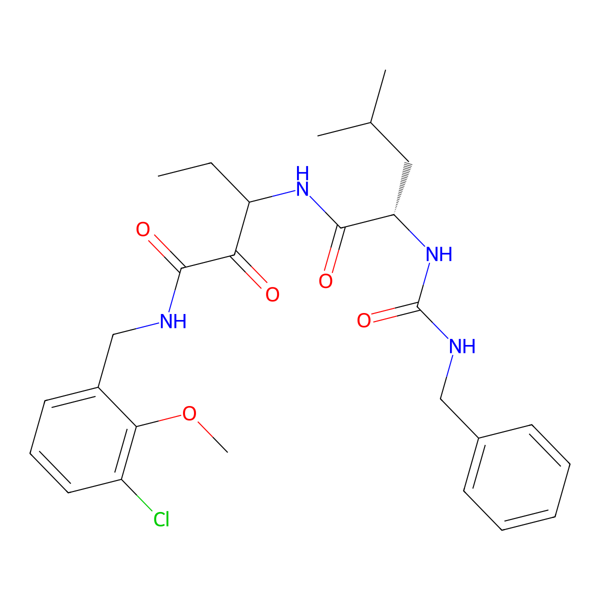 (2S)-2-(benzylcarbamoylamino)-N-[1-[(3-chloro-2-methoxyphenyl)methylamino]-1,2-dioxopentan-3-yl]-4-methylpentanamide molecular structure, CAS 2688119-39-1