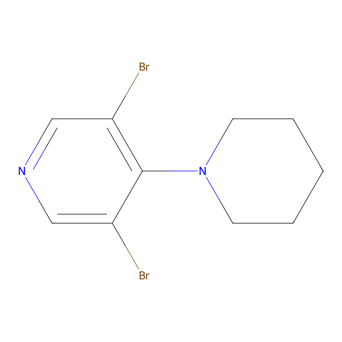 3,5-Dibromo-4-(piperidin-1-yl)pyridine molecular structure, CAS 26885-31-4