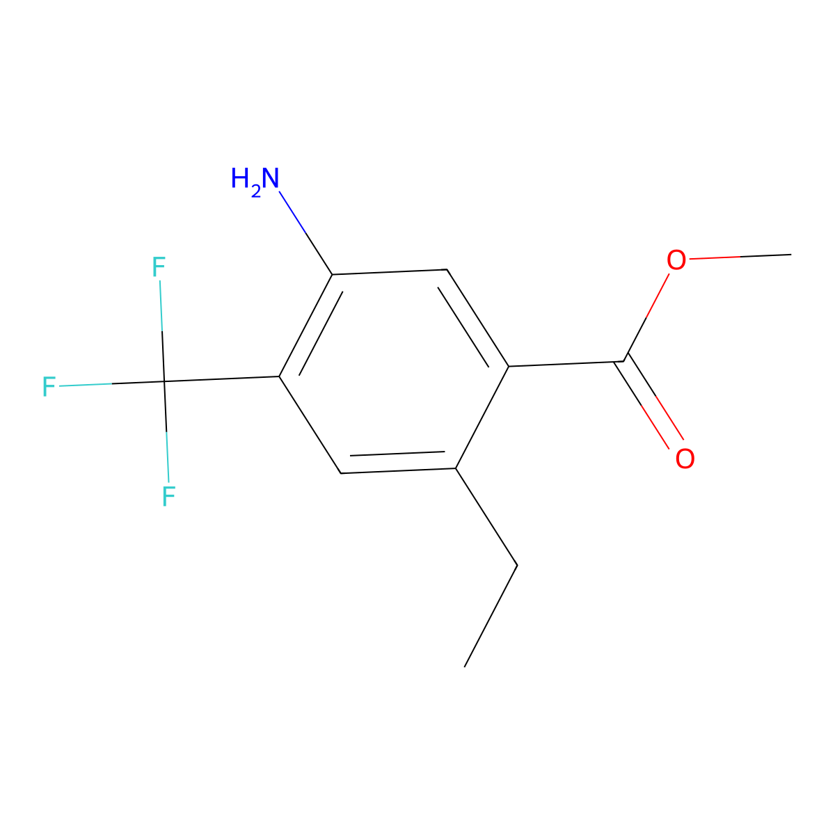 Methyl 5-amino-2-ethyl-4-(trifluoromethyl)benzoate molecular structure, CAS 2688734-93-0