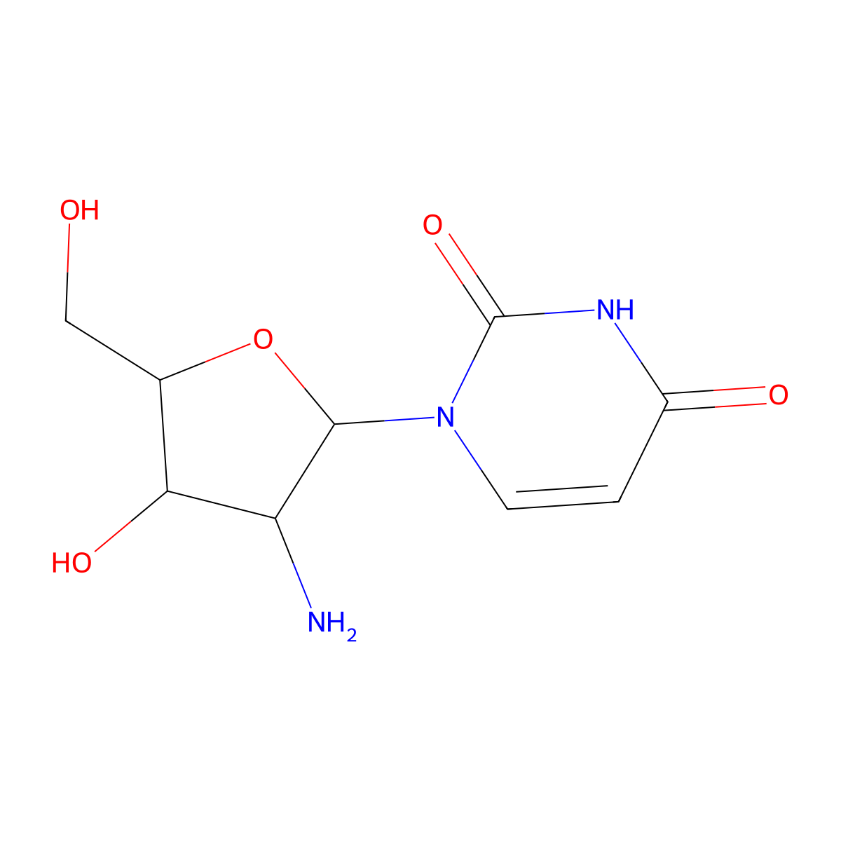 2'-Amino-2'-deoxyuridine molecular structure, CAS 26889-39-4