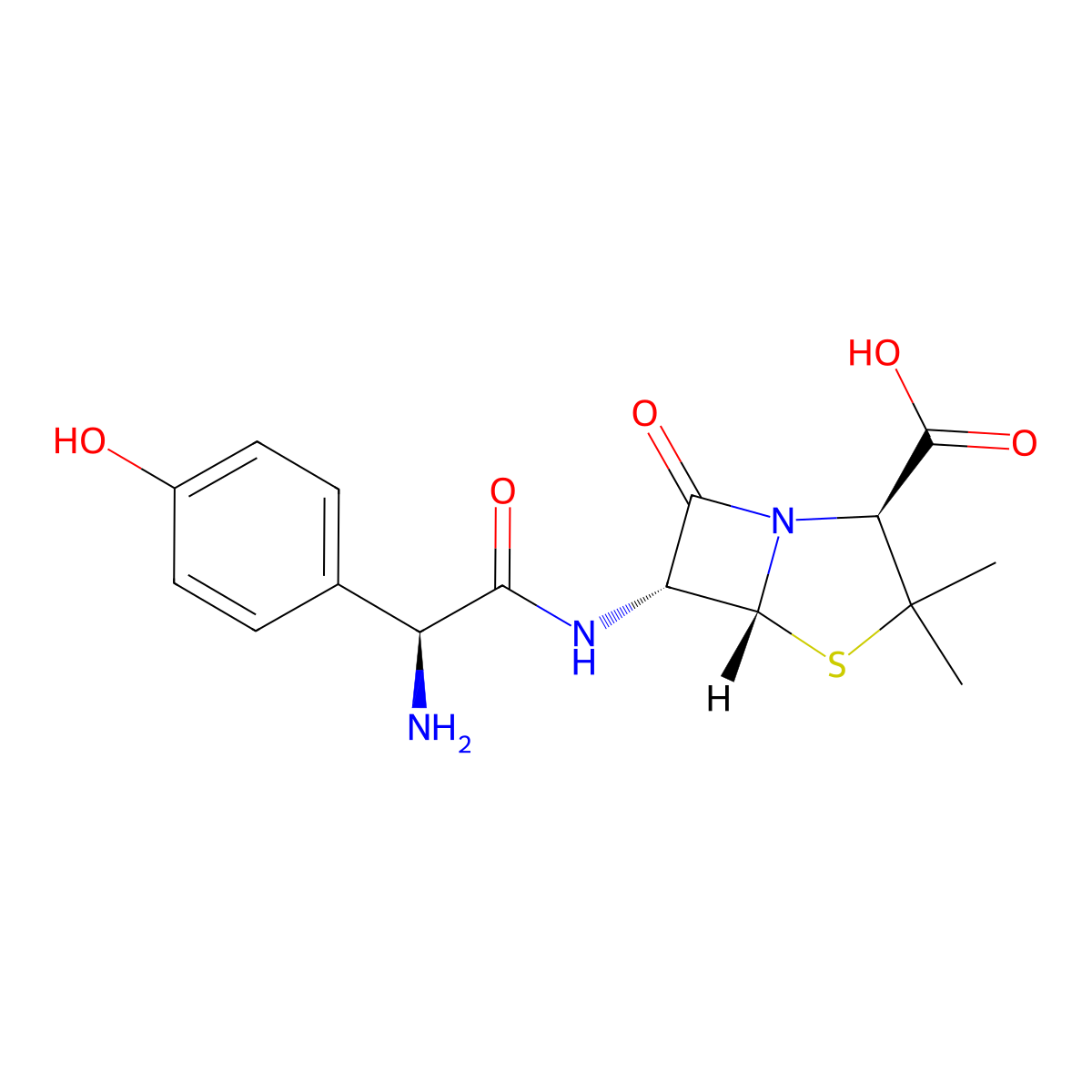 Amoxicillin, L- molecular structure, CAS 26889-93-0
