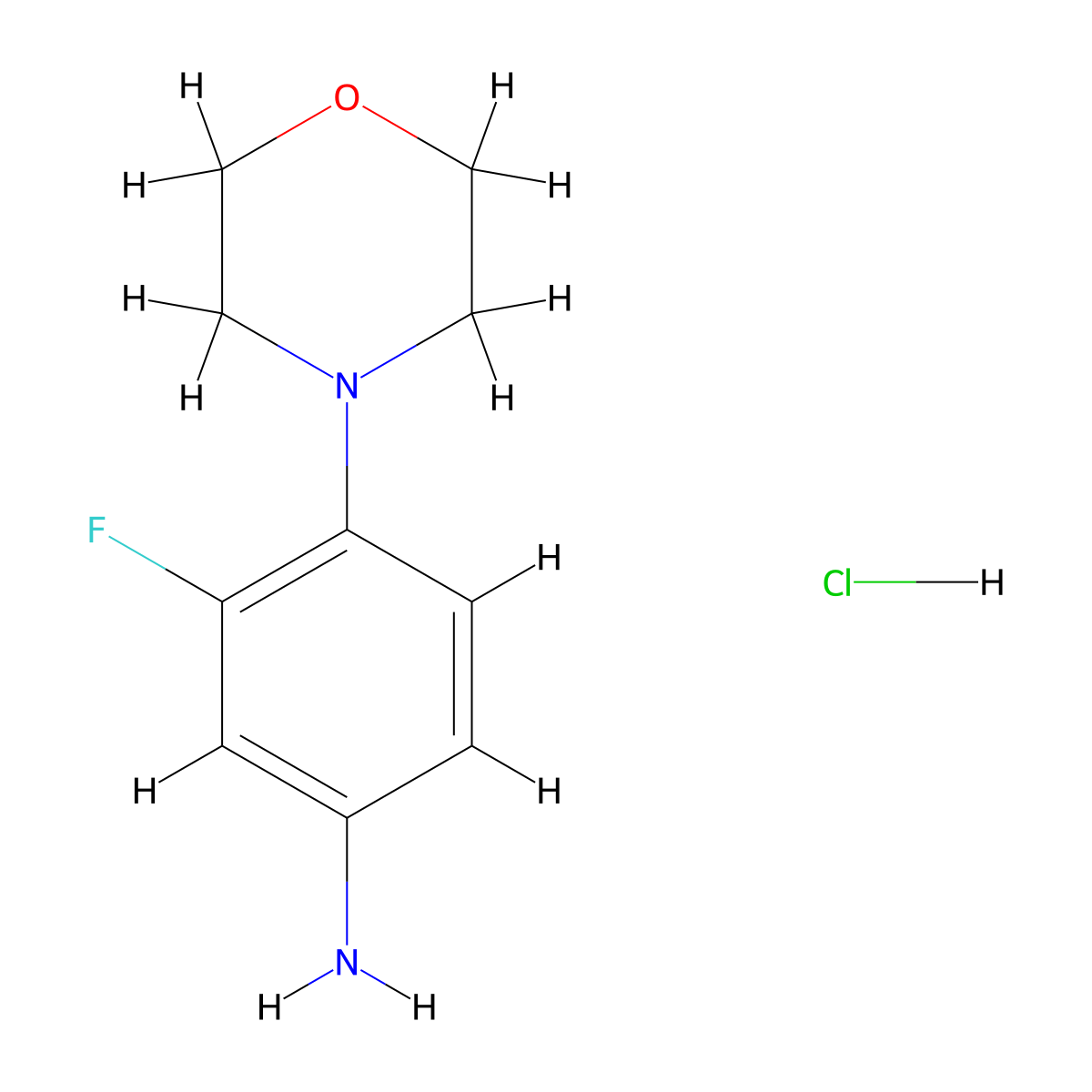 3-Fluoro-4-(morpholin-4-yl)aniline--hydrogen chloride (1/1) molecular structure, CAS 2689-38-5