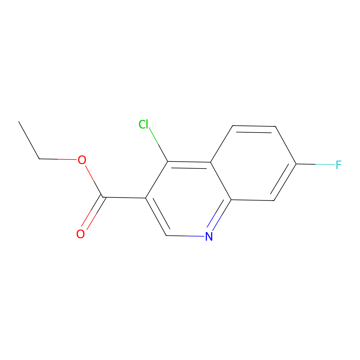 Ethyl 4-chloro-7-fluoroquinoline-3-carboxylate molecular structure, CAS 26893-13-0