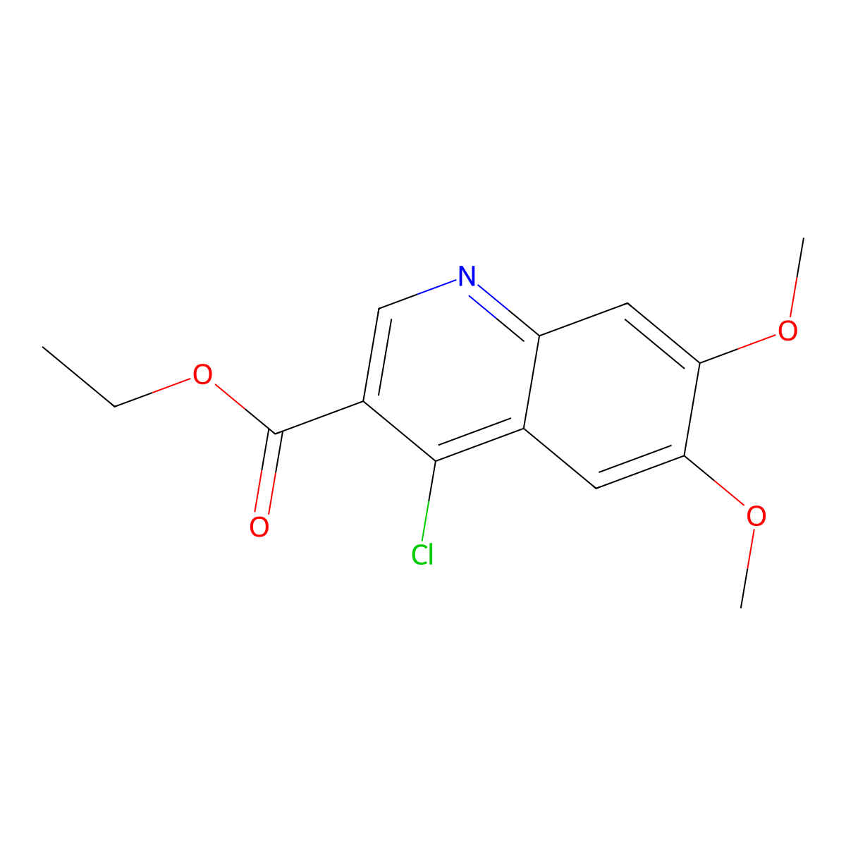 Ethyl 4-chloro-6,7-dimethoxyquinoline-3-carboxylate molecular structure, CAS 26893-14-1