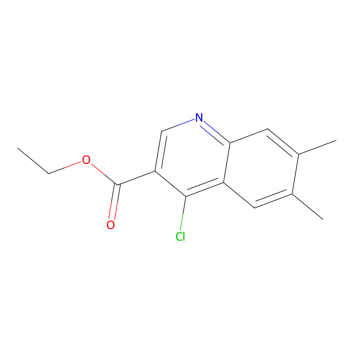 Ethyl 4-chloro-6,7-dimethylquinoline-3-carboxylate molecular structure, CAS 26893-15-2