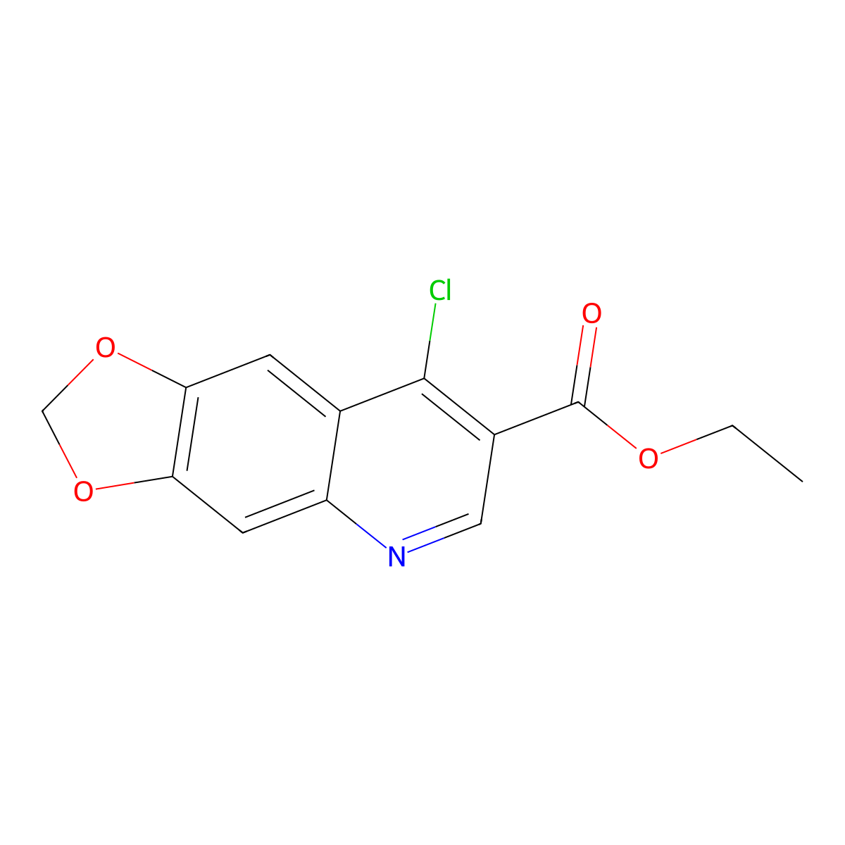 1,3-Dioxolo(4,5-g)quinoline-7-carboxylic acid, 8-chloro-, ethyl ester molecular structure, CAS 26893-17-4