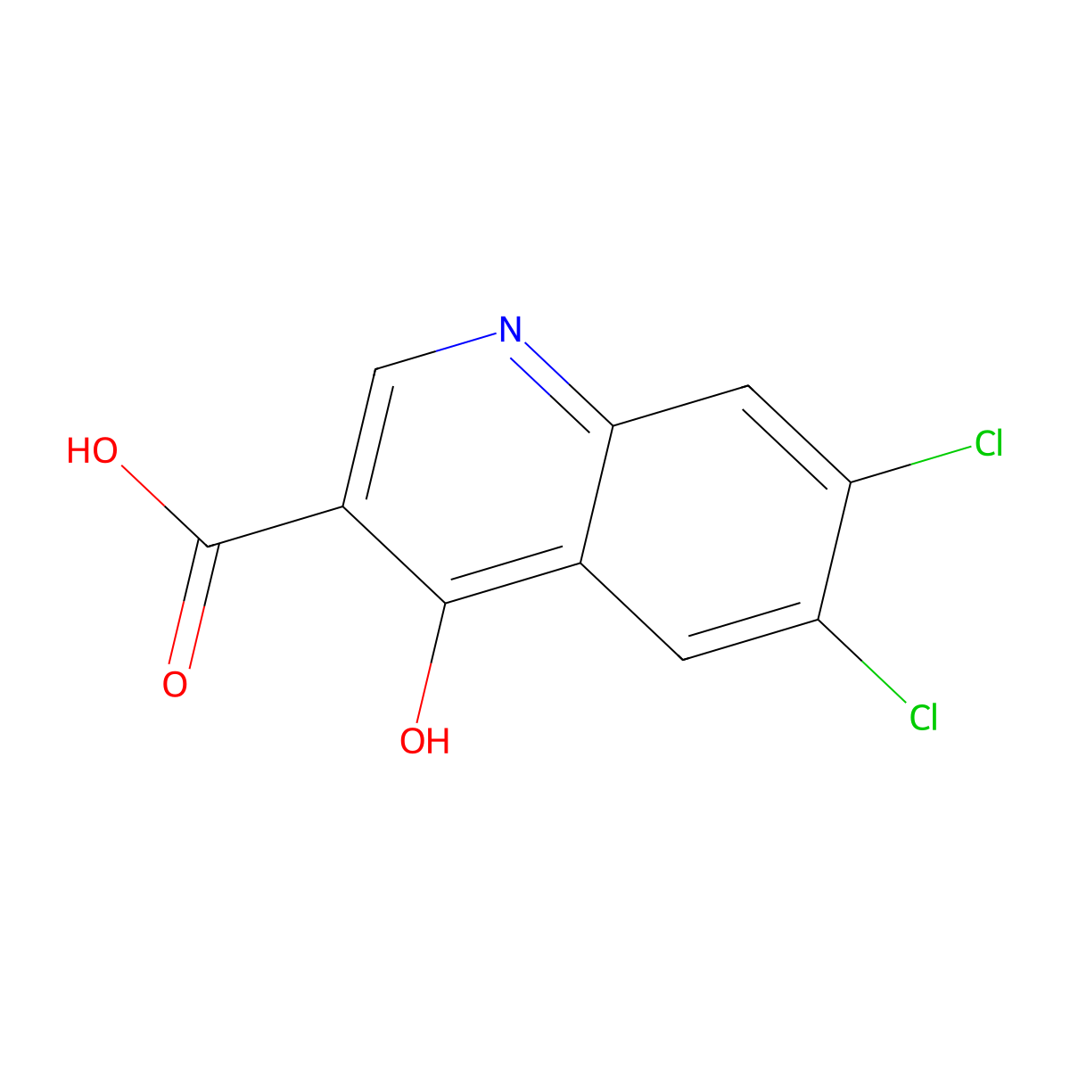 6,7-Dichloro-4-hydroxyquinoline-3-carboxylic acid molecular structure, CAS 26893-20-9