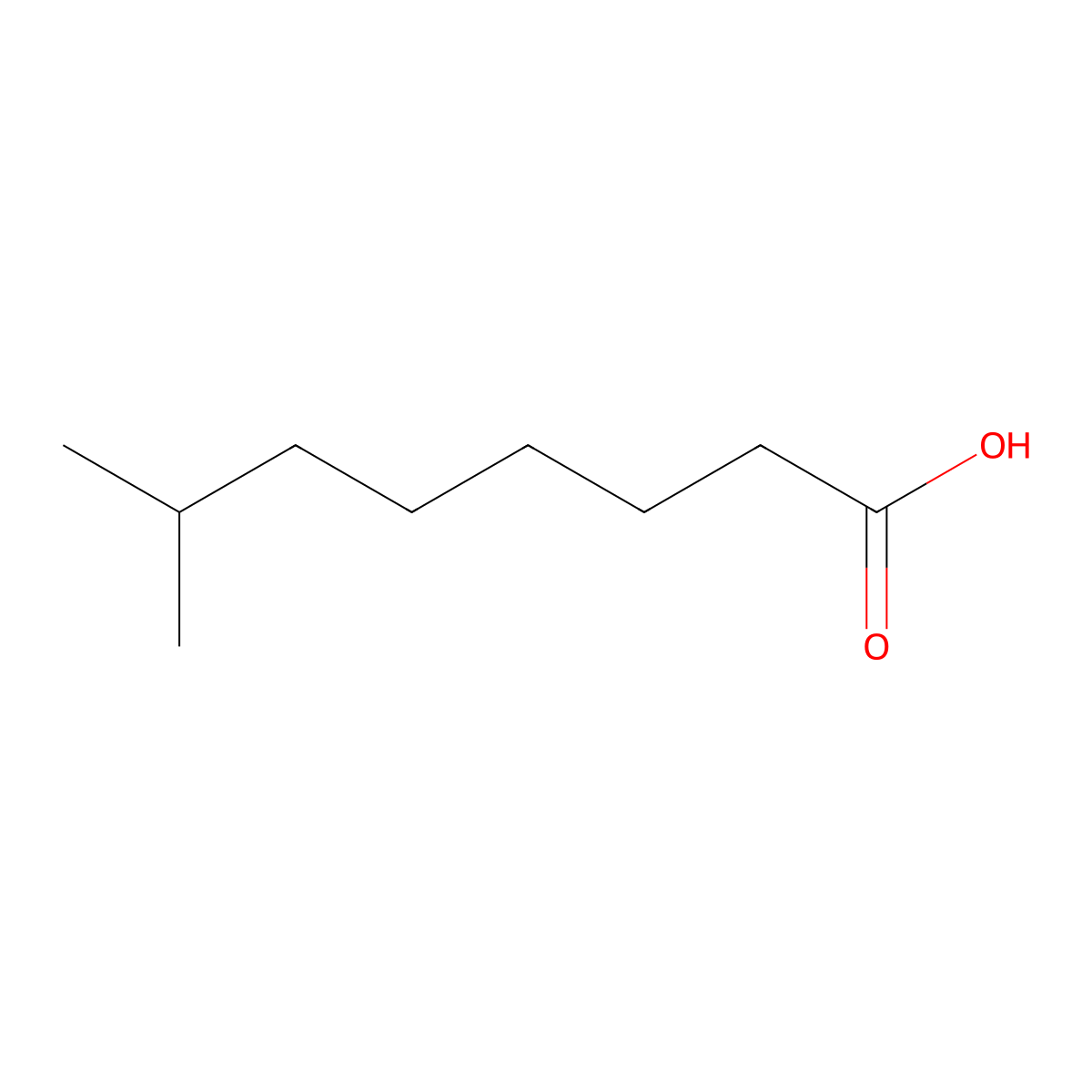 Isononanoic acid molecular structure, CAS 26896-18-4