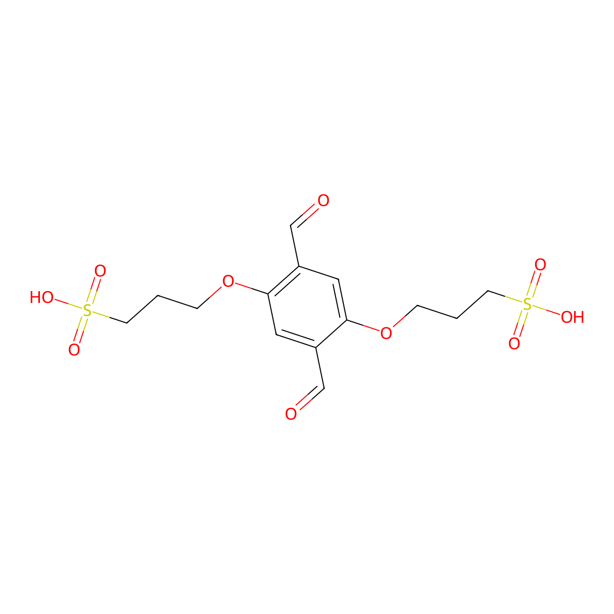 3,3'-((2,5-Diformyl-1,4-phenylene)bis(oxy))bis(propane-1-sulfonic acid) molecular structure, CAS 2690297-45-9
