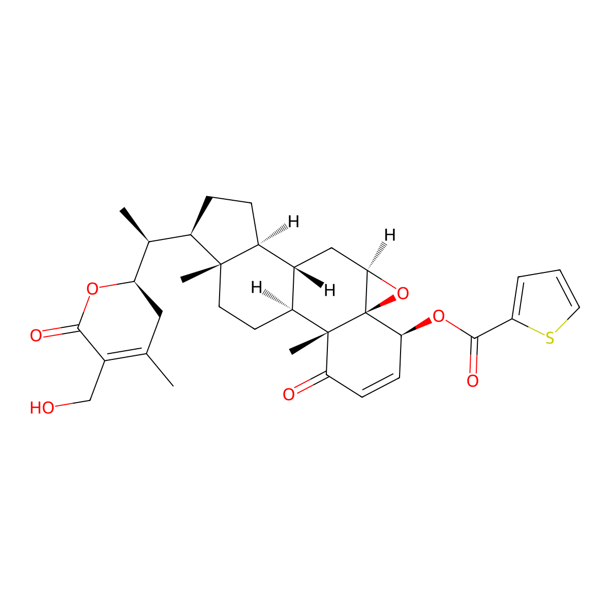 [(1S,2R,6S,7S,9R,11S,12S,15R,16S)-15-[(1S)-1-[(2R)-5-(hydroxymethyl)-4-methyl-6-oxo-2,3-dihydropyran-2-yl]ethyl]-2,16-dimethyl-3-oxo-8-oxapentacyclo[9.7.0.02,7.07,9.012,16]octadec-4-en-6-yl] thiophene-2-carboxylate molecular structure, CAS 2690312-65-1