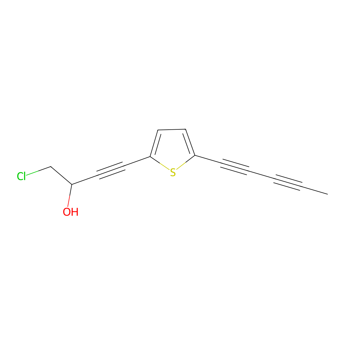 1-Chloro-4-(5-(penta-1,3-diyn-1-yl)thiophen-2-yl)but-3-yn-2-ol molecular structure, CAS 26905-70-4