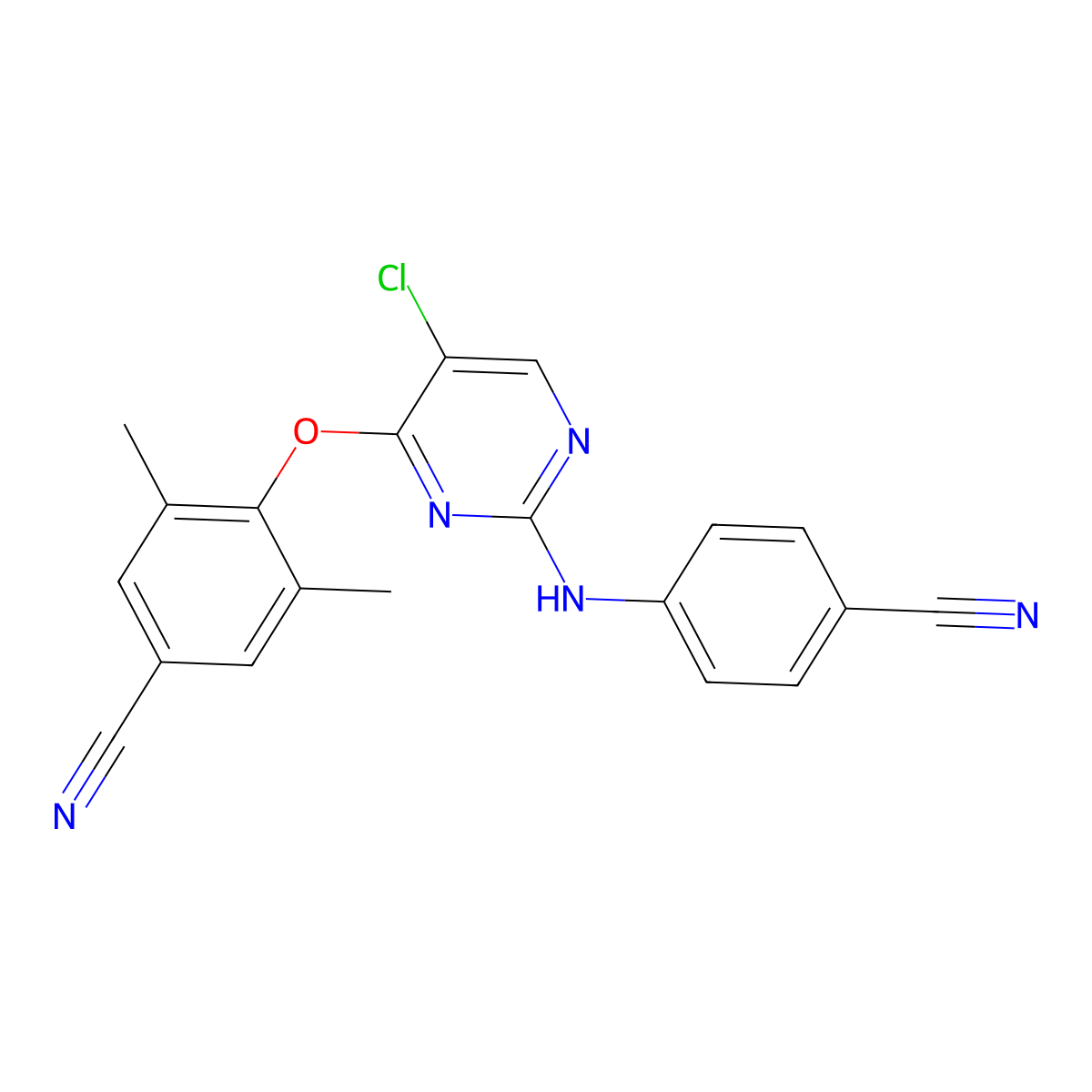 4-((5-Chloro-2-((4-cyanophenyl)amino)pyrimidin-4-yl)oxy)-3,5-dimethylbenzonitrile molecular structure, CAS 269055-05-2