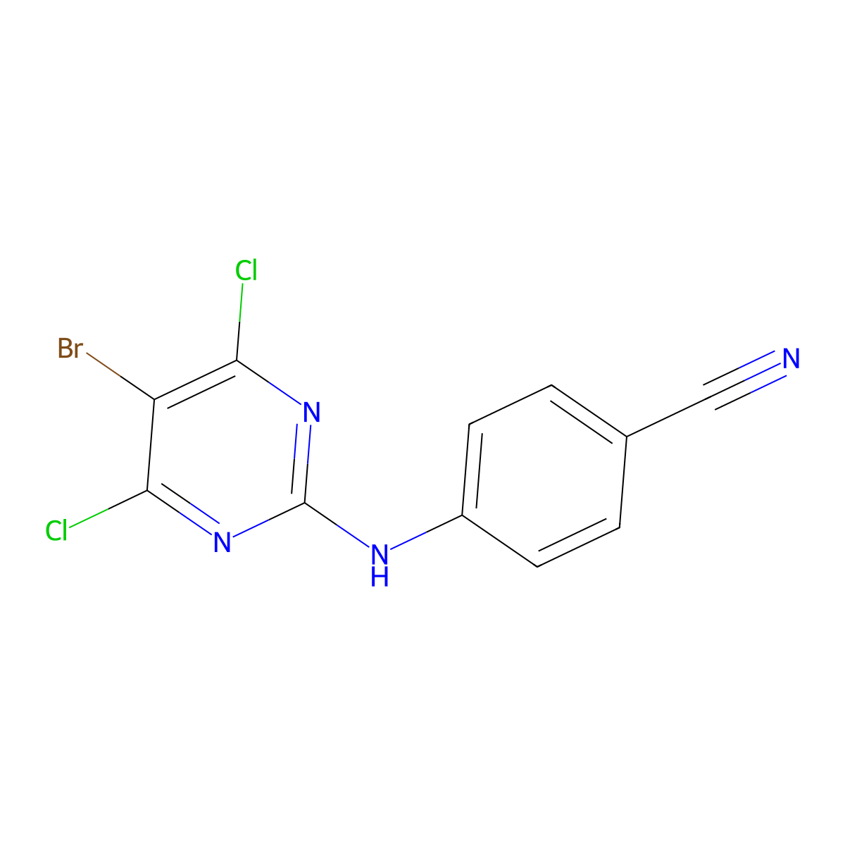 4-((5-Bromo-4,6-dichloropyrimidin-2-yl)amino)benzonitrile molecular structure, CAS 269055-75-6