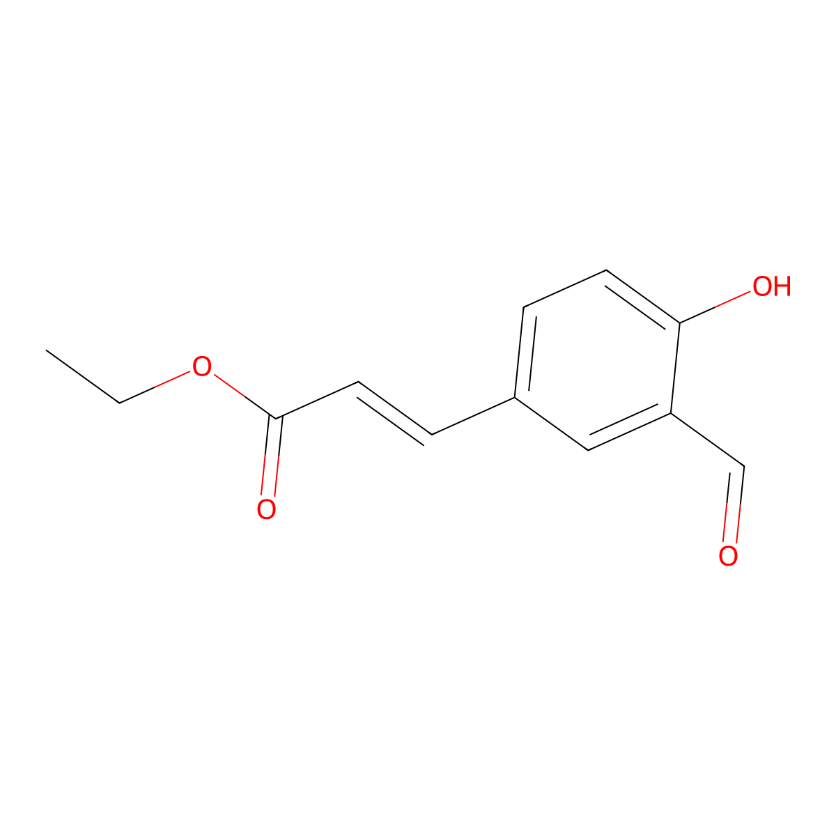 Ethyl (E)-3-(3-formyl-4-hydroxy-phenyl)prop-2-enoate molecular structure, CAS 269060-13-1