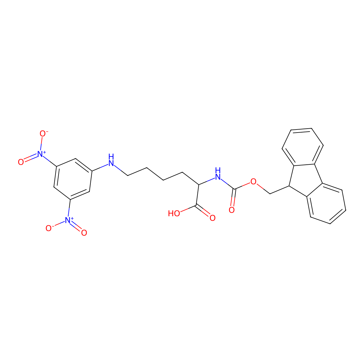 6-(3,5-dinitroanilino)-2-(9H-fluoren-9-ylmethoxycarbonylamino)hexanoic acid molecular structure, CAS 269061-41-8