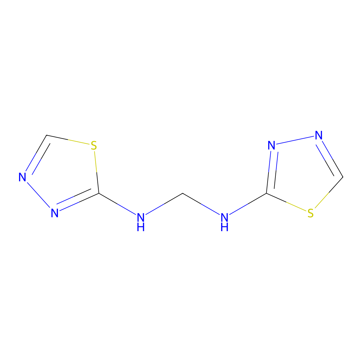 N,N'-Bis(1,3,4-thiadiazol-2-yl)methanediamine molecular structure, CAS 26907-37-9