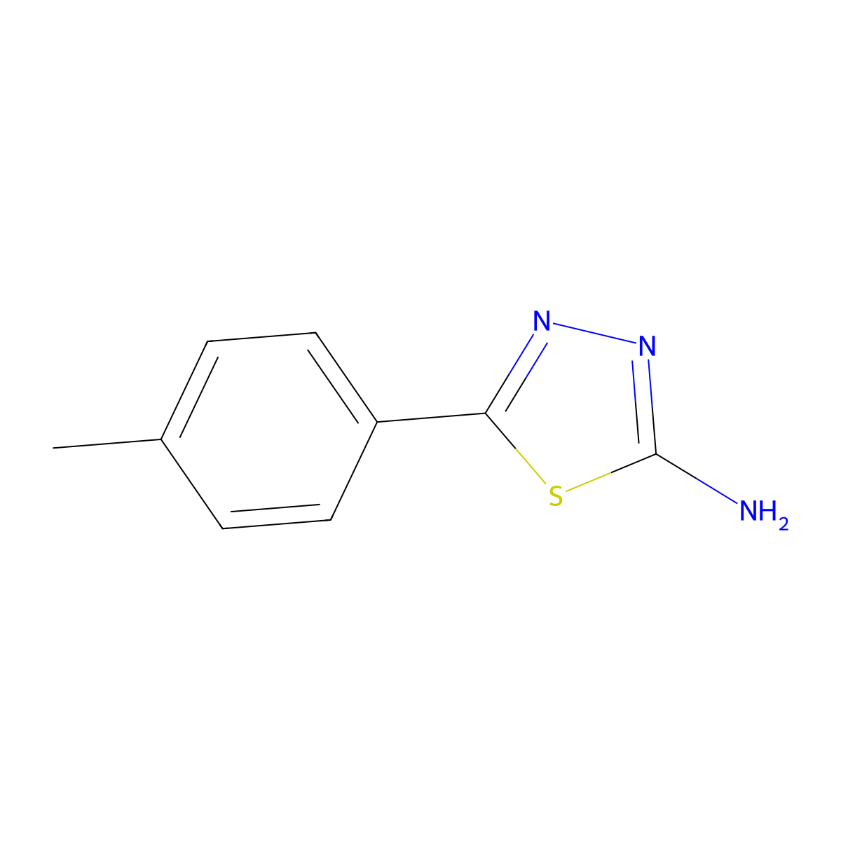 2-Amino-5-(4-methylphenyl)-1,3,4-thiadiazole molecular structure, CAS 26907-54-0